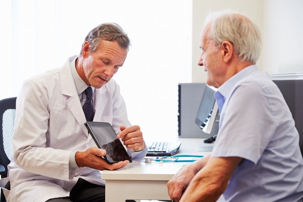 Patient with prostatitis on an appointment with the doctor