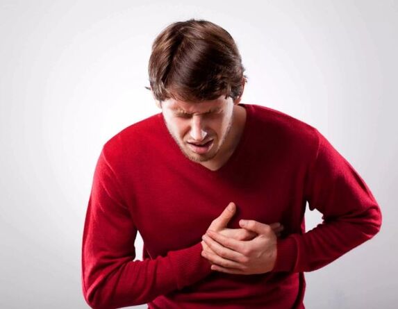 Pain in the heart area.